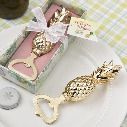 Gold Pineapple Bottle Opener Wedding Favours